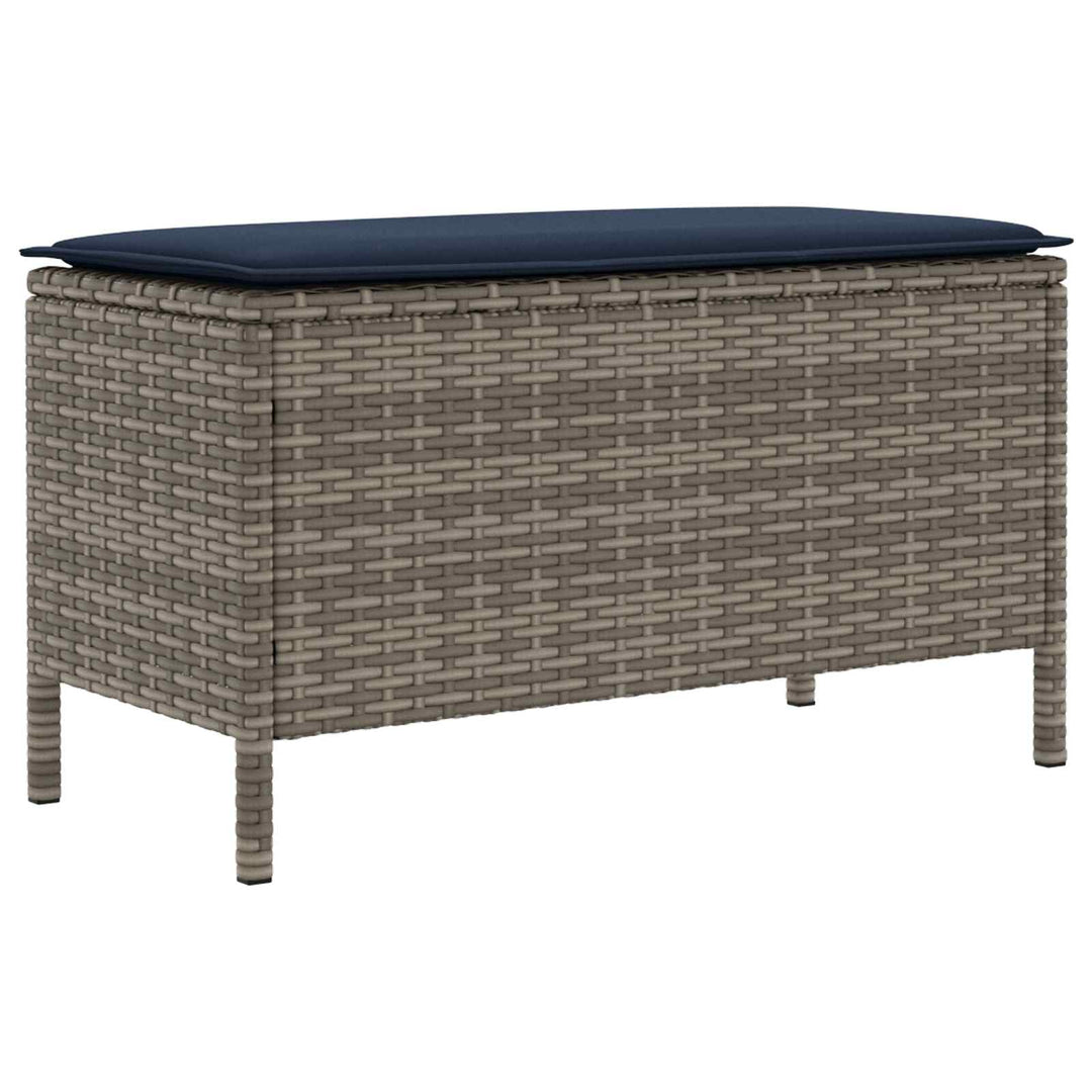 Havepuf med pude Grå og Marineblå 80 x 38 x 42 cm PE Rattan