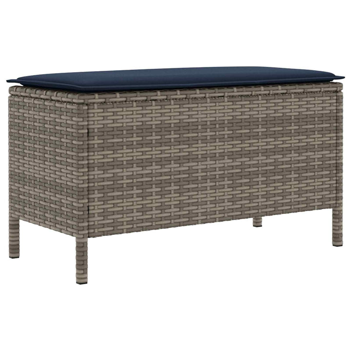 Havepuf med pude Grå og Marineblå 80 x 38 x 42 cm PE Rattan