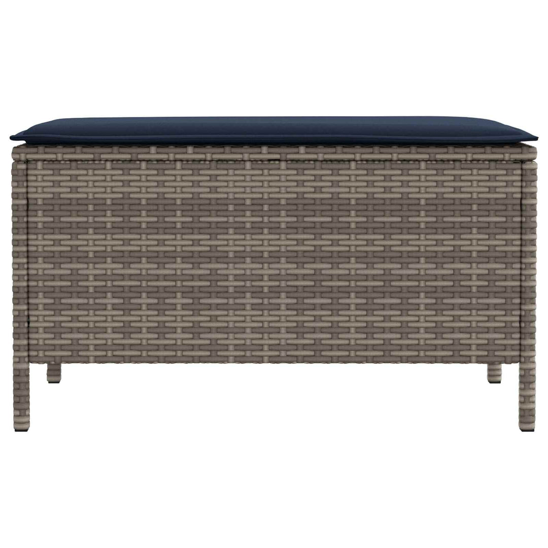 Havepuf med pude Grå og Marineblå 80 x 38 x 42 cm PE Rattan