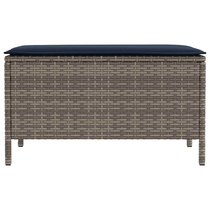 Havepuf med pude Grå og Marineblå 80 x 38 x 42 cm PE Rattan