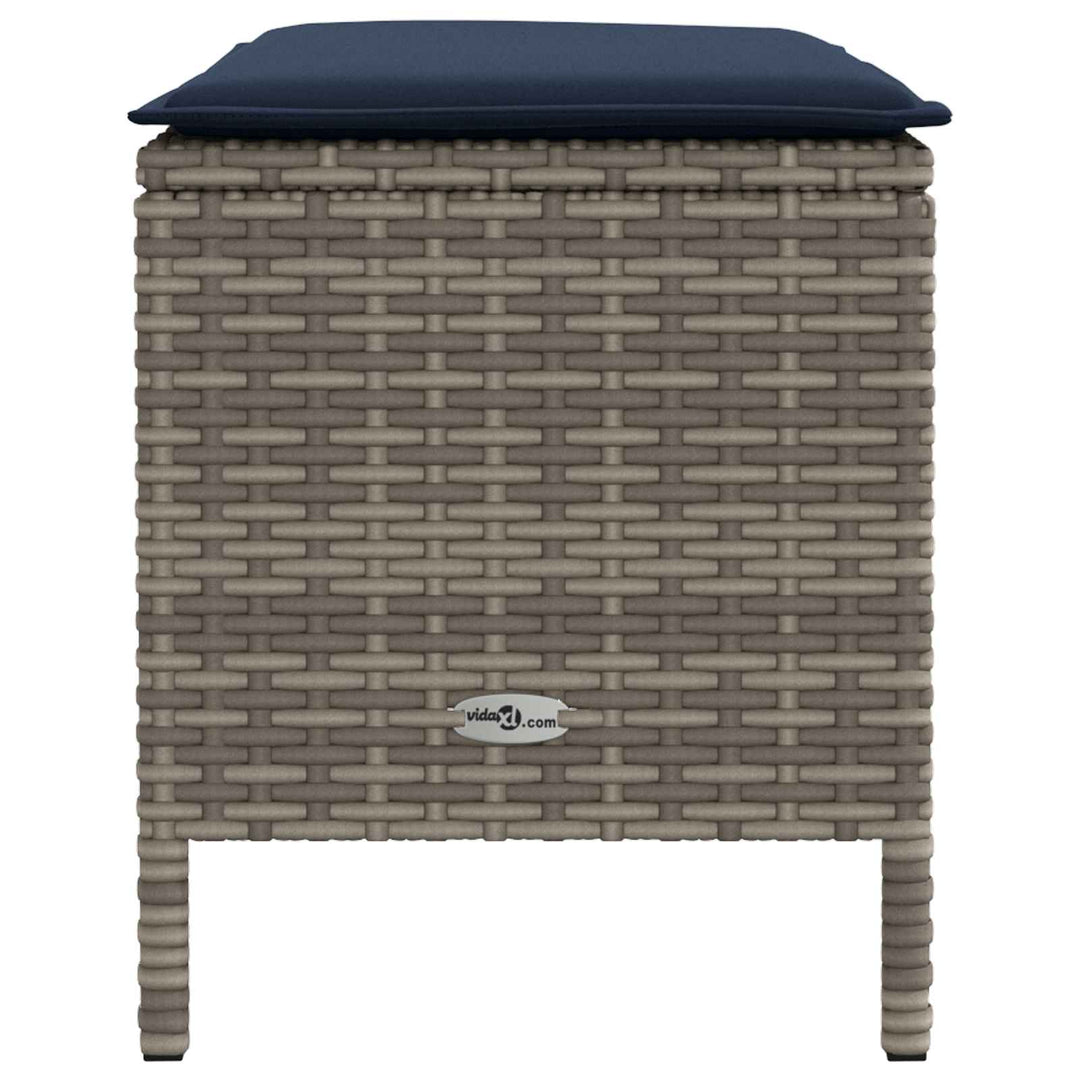 Havepuf med pude Grå og Marineblå 80 x 38 x 42 cm PE Rattan