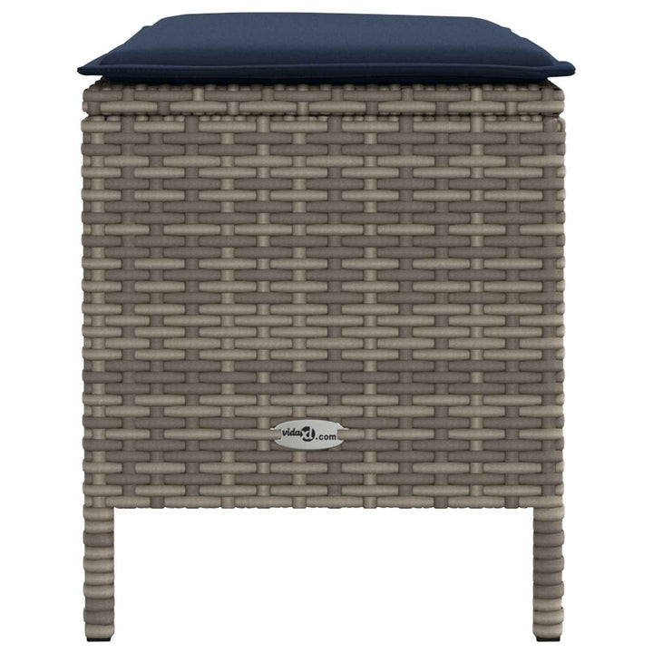 Havepuf med pude Grå og Marineblå 80 x 38 x 42 cm PE Rattan