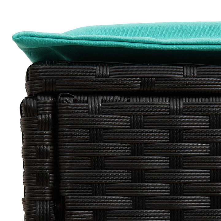 Havepuf med pude Sort og turkis 80 x 38 x 42 cm PE Rattan
