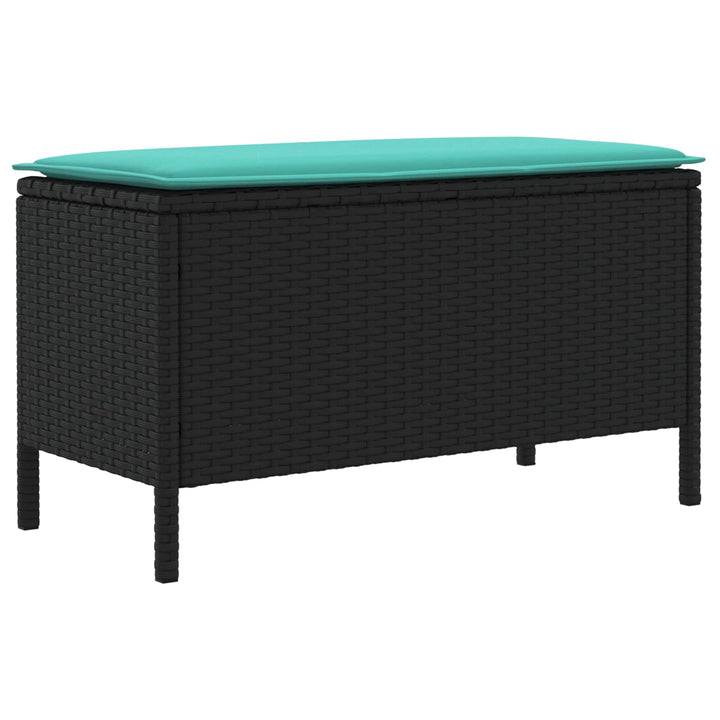Havepuf med pude Sort og turkis 80 x 38 x 42 cm PE Rattan