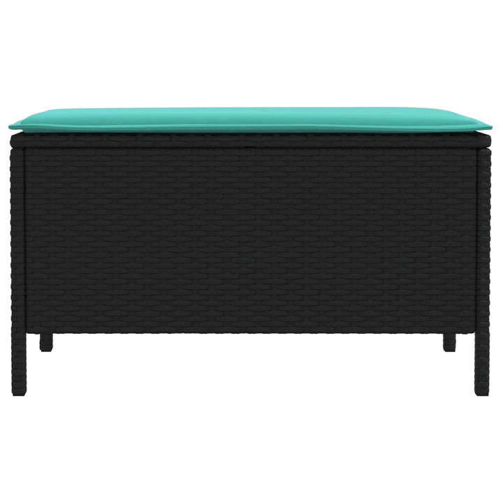 Havepuf med pude Sort og turkis 80 x 38 x 42 cm PE Rattan