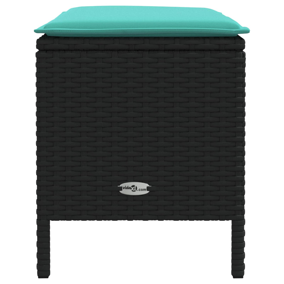 Havepuf med pude Sort og turkis 80 x 38 x 42 cm PE Rattan
