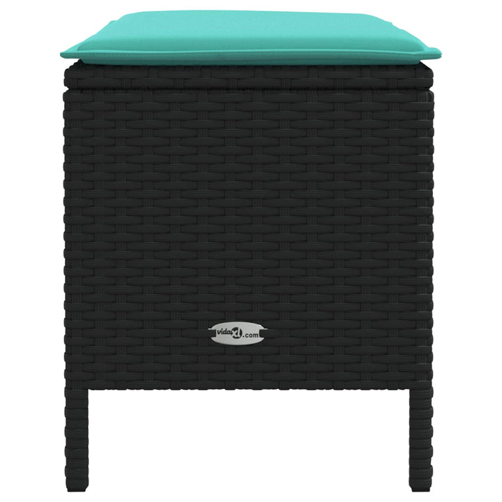 Havepuf med pude Sort og turkis 80 x 38 x 42 cm PE Rattan
