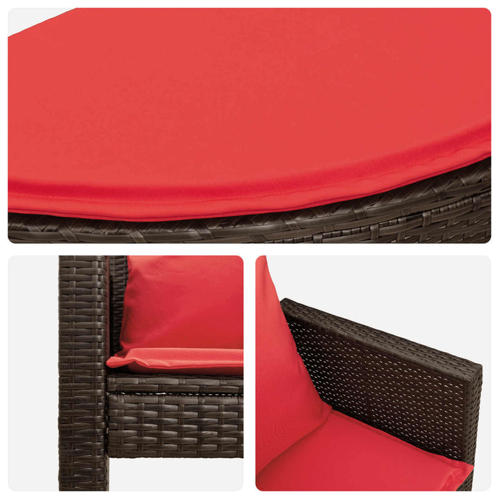 Havemøbelsofa Brun og Rød 168 x 168 x 180 cm polyrattan