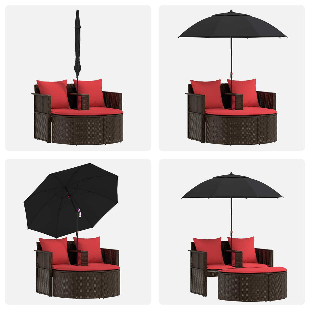 Havemøbelsofa Brun og Rød 168 x 168 x 180 cm polyrattan