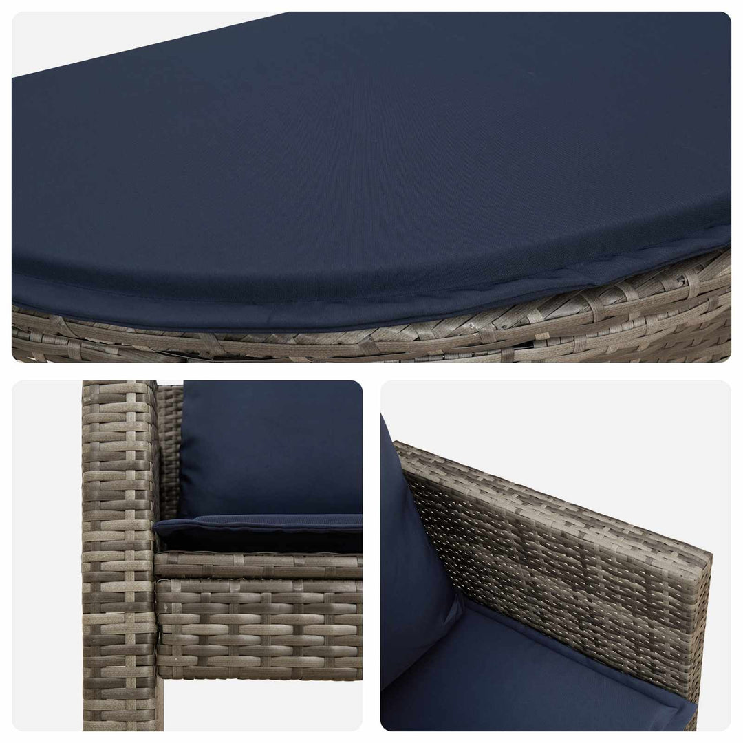 Havemøbelsofa 8 stk. polyrattan Grå og Marineblå