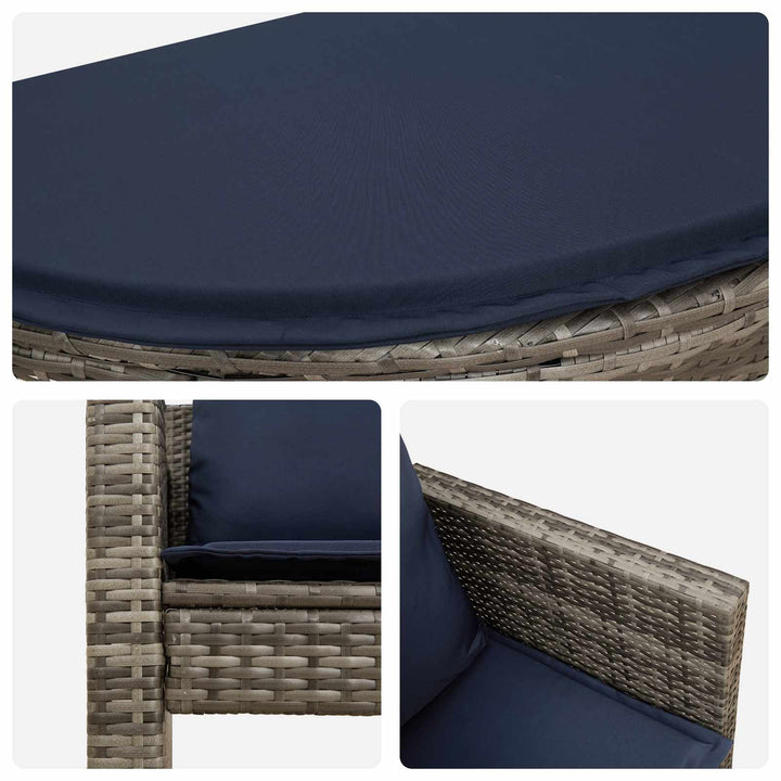 Havemøbelsofa 8 stk. polyrattan Grå og Marineblå