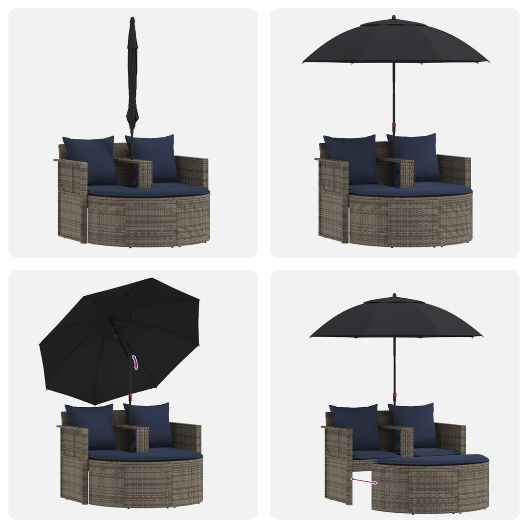 Havemøbelsofa 8 stk. polyrattan Grå og Marineblå