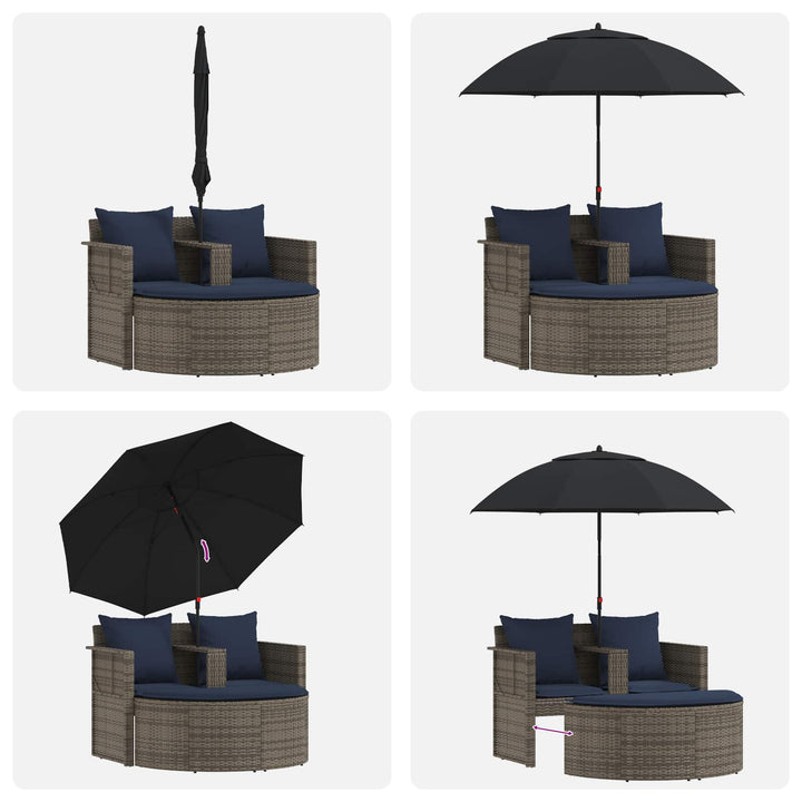 Havemøbelsofa 8 stk. polyrattan Grå og Marineblå