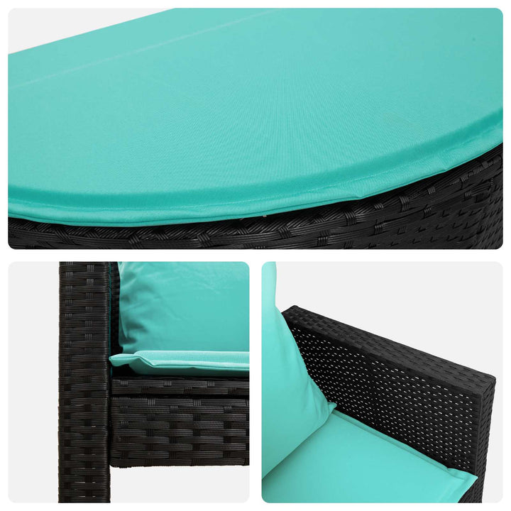 Havemøbelsofa 8 stk. polyrattan Sort og turkis