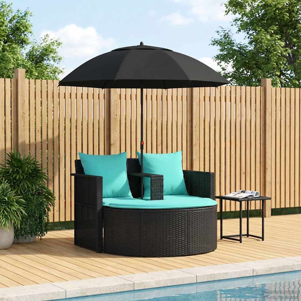 Havemøbelsofa 8 stk. polyrattan Sort og turkis