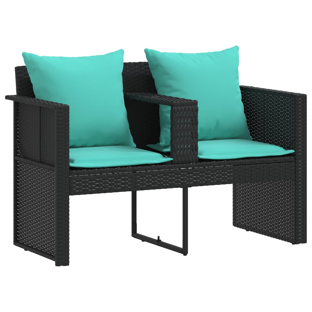 Havemøbelsofa 8 stk. polyrattan Sort og turkis