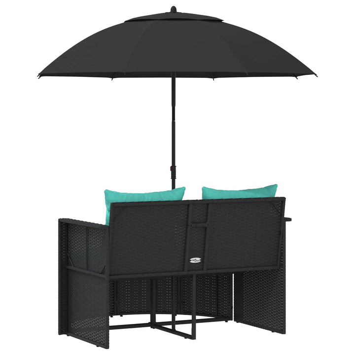 Havemøbelsofa 8 stk. polyrattan Sort og turkis