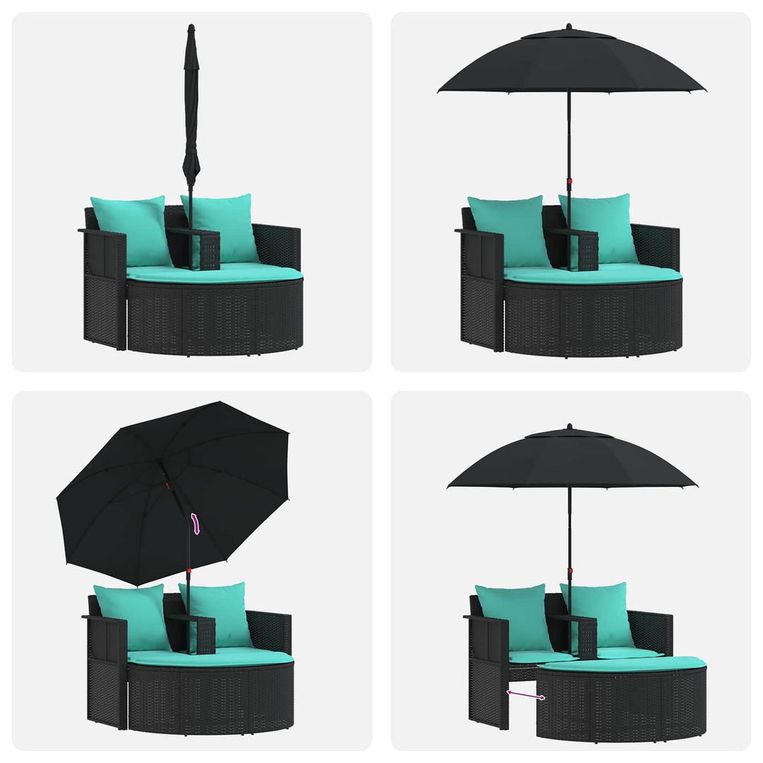 Havemøbelsofa 8 stk. polyrattan Sort og turkis