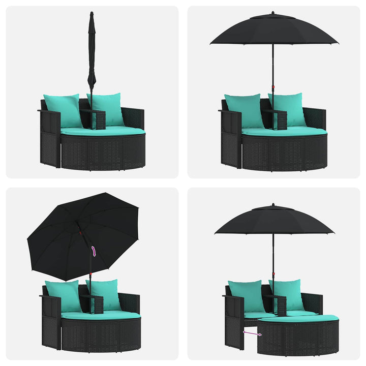 Havemøbelsofa 8 stk. polyrattan Sort og turkis