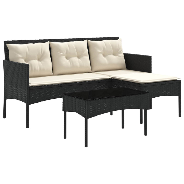 Havesofa Sæt 2 stk. Sort og Cream polyrattan
