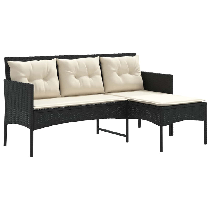 Havesofa Sæt 2 stk. Sort og Cream polyrattan