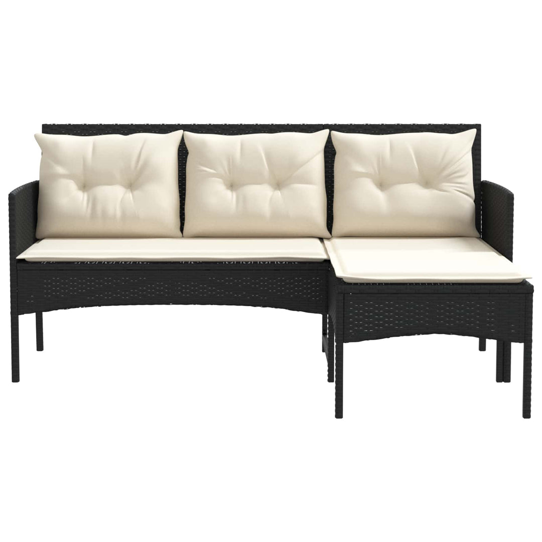 Havesofa Sæt 2 stk. Sort og Cream polyrattan