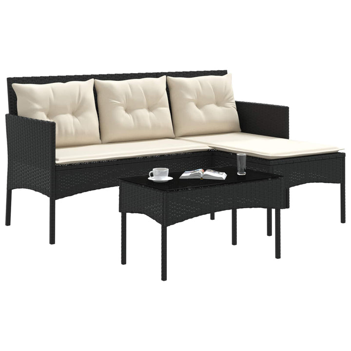 Havesofa Sæt 2 stk. Sort og Cream polyrattan
