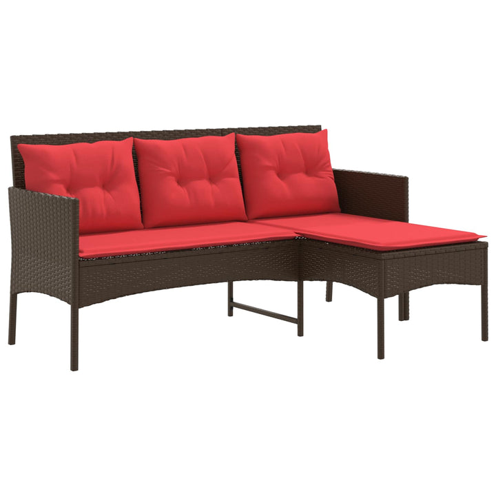 Havesofa Sæt 2 stk. Brun og Rød polyrattan