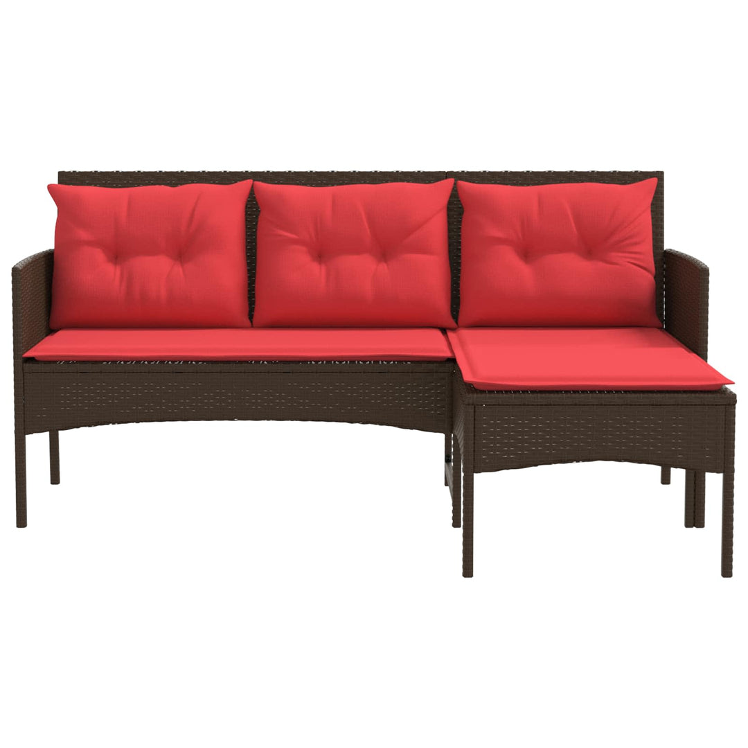 Havesofa Sæt 2 stk. Brun og Rød polyrattan