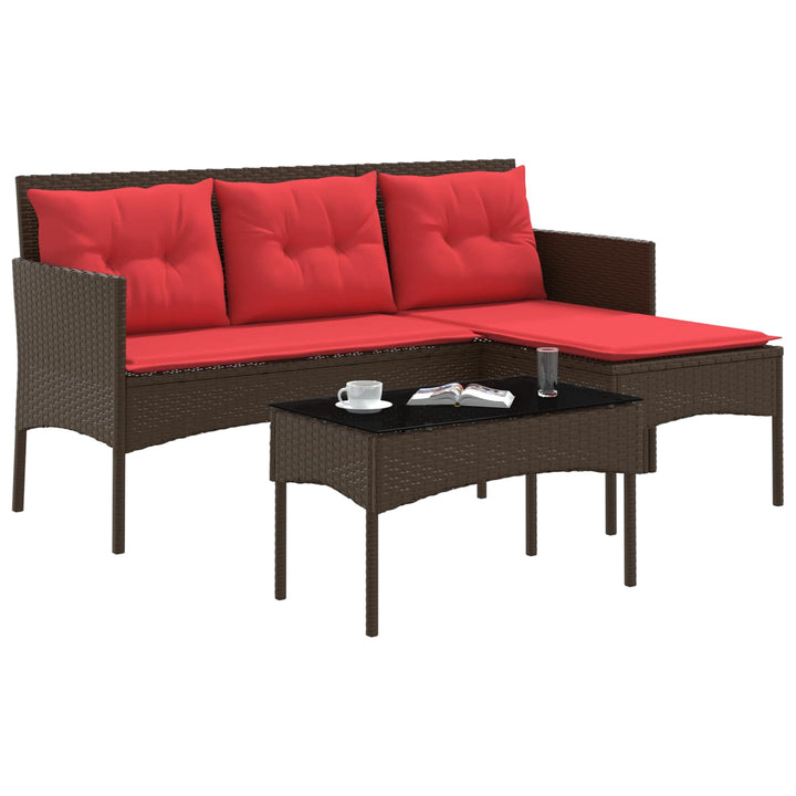 Havesofa Sæt 2 stk. Brun og Rød polyrattan