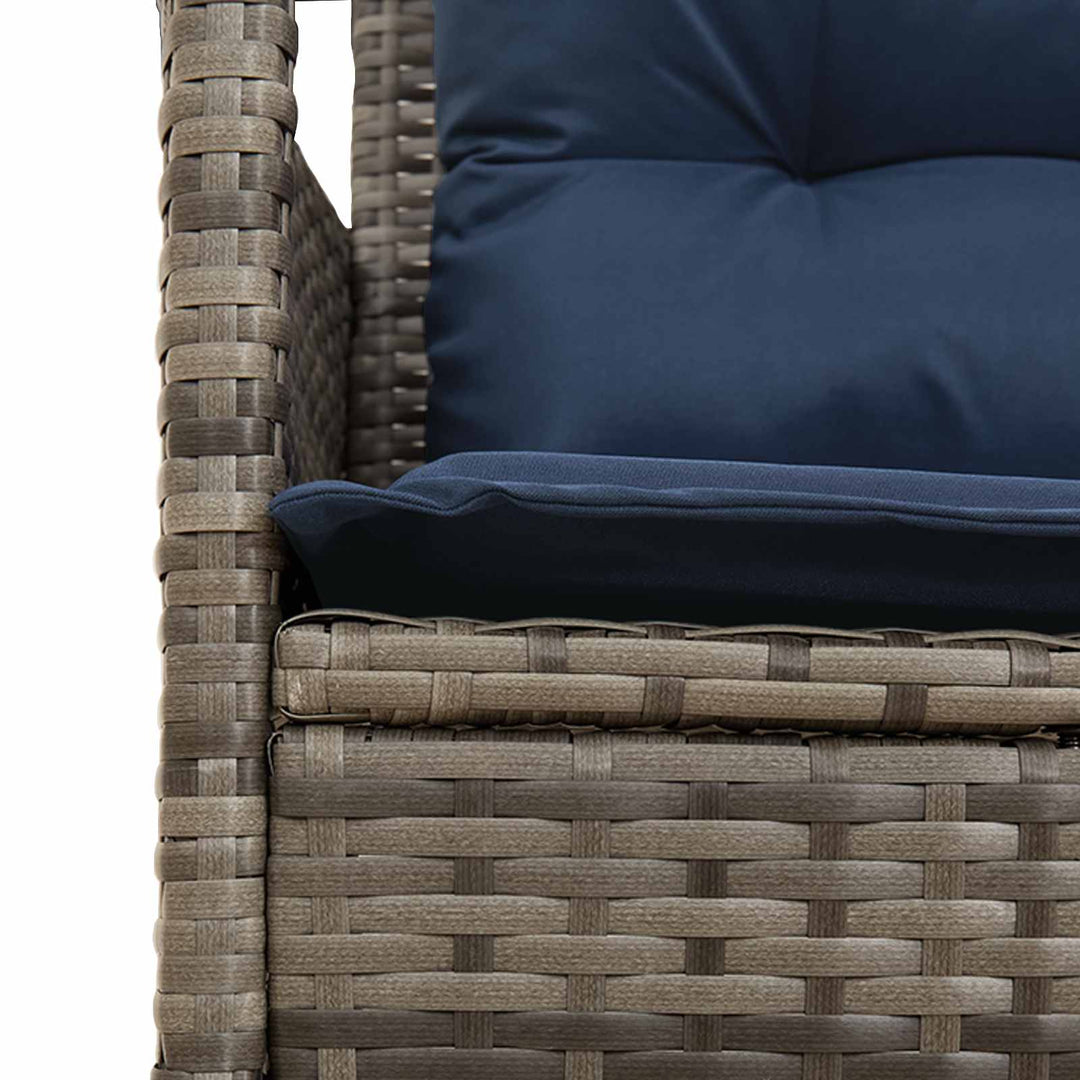 Havesofa Sæt 2 stk. Grå og Marineblå polyrattan