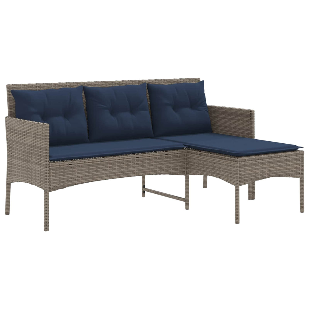 Havesofa Sæt 2 stk. Grå og Marineblå polyrattan