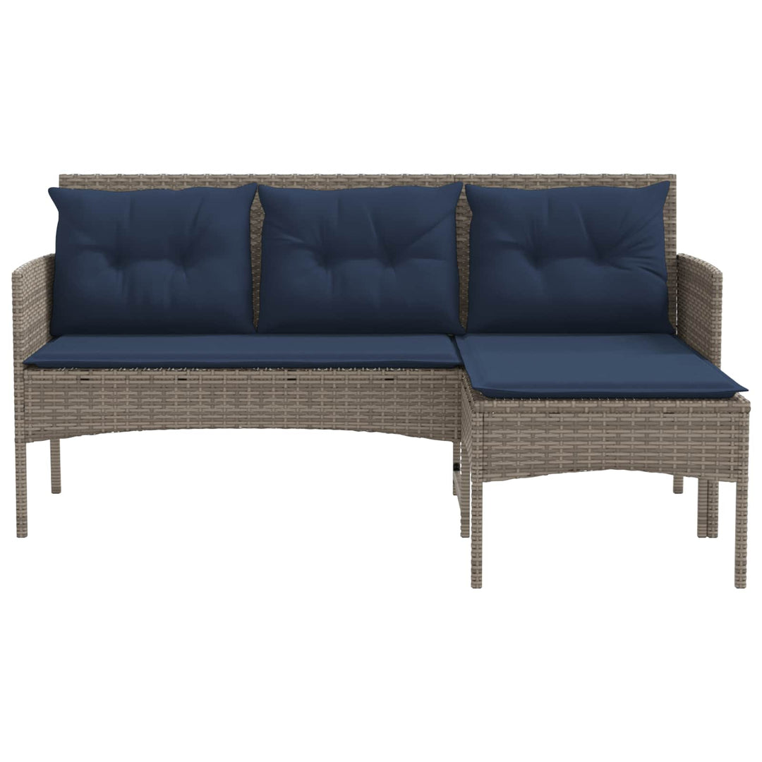 Havesofa Sæt 2 stk. Grå og Marineblå polyrattan