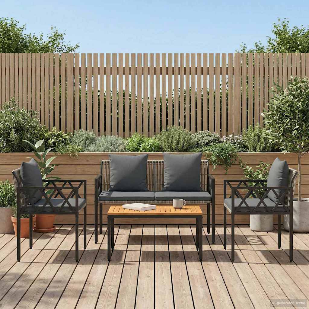 Have møbel sæt 4 stk. Grå og Mørkegrå polyrattan