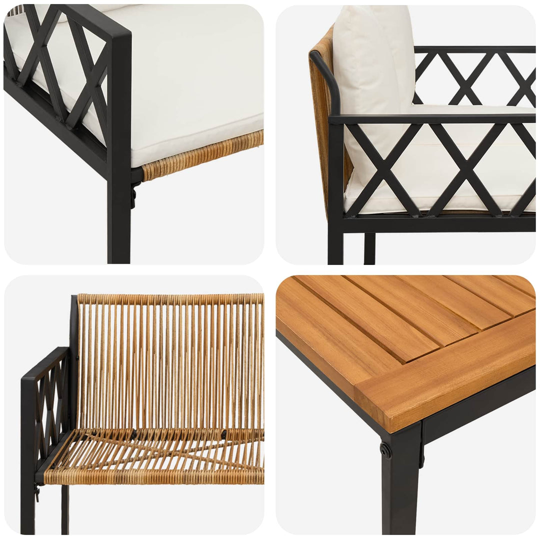 Have møbel sæt 4 stk. Brun og Creme Hvid polyrattan