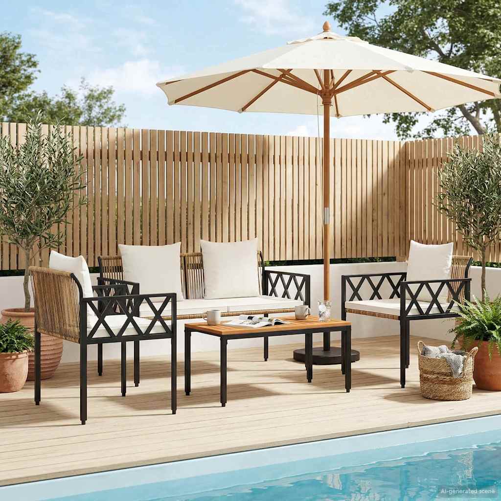 Have møbel sæt 4 stk. Brun og Creme Hvid polyrattan
