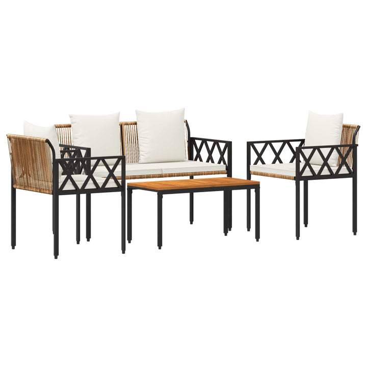 Have møbel sæt 4 stk. Brun og Creme Hvid polyrattan