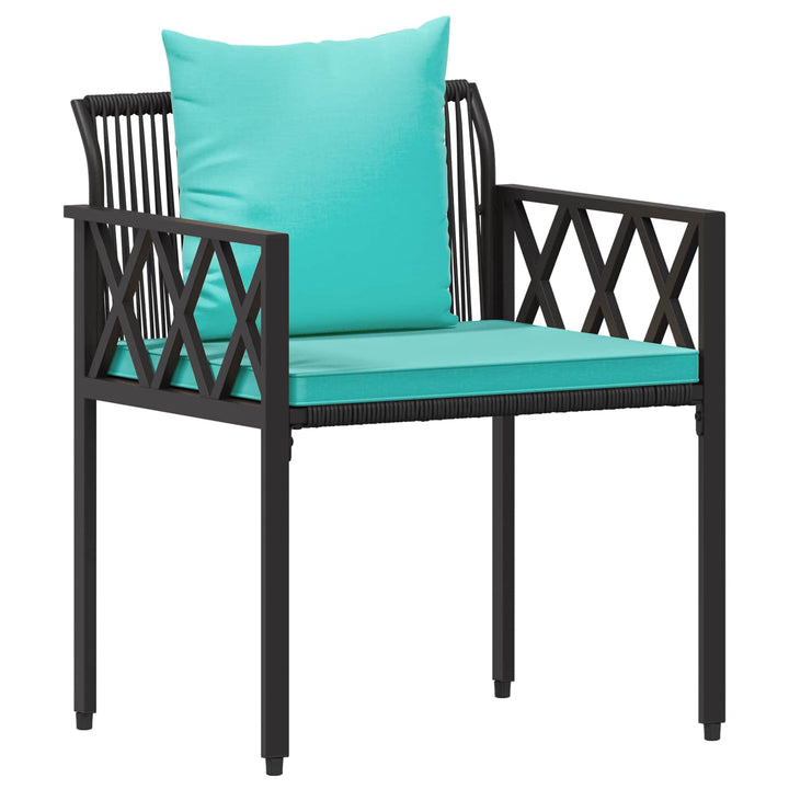 Have møbel sæt 4 pcs Sort og turkis polyrattan