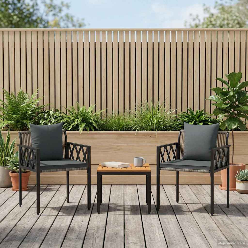 Have møbel sæt 3 stk. Grå og Mørkegrå polyrattan
