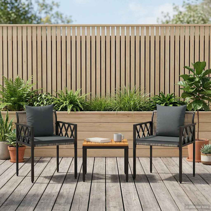 Have møbel sæt 3 stk. Grå og Mørkegrå polyrattan