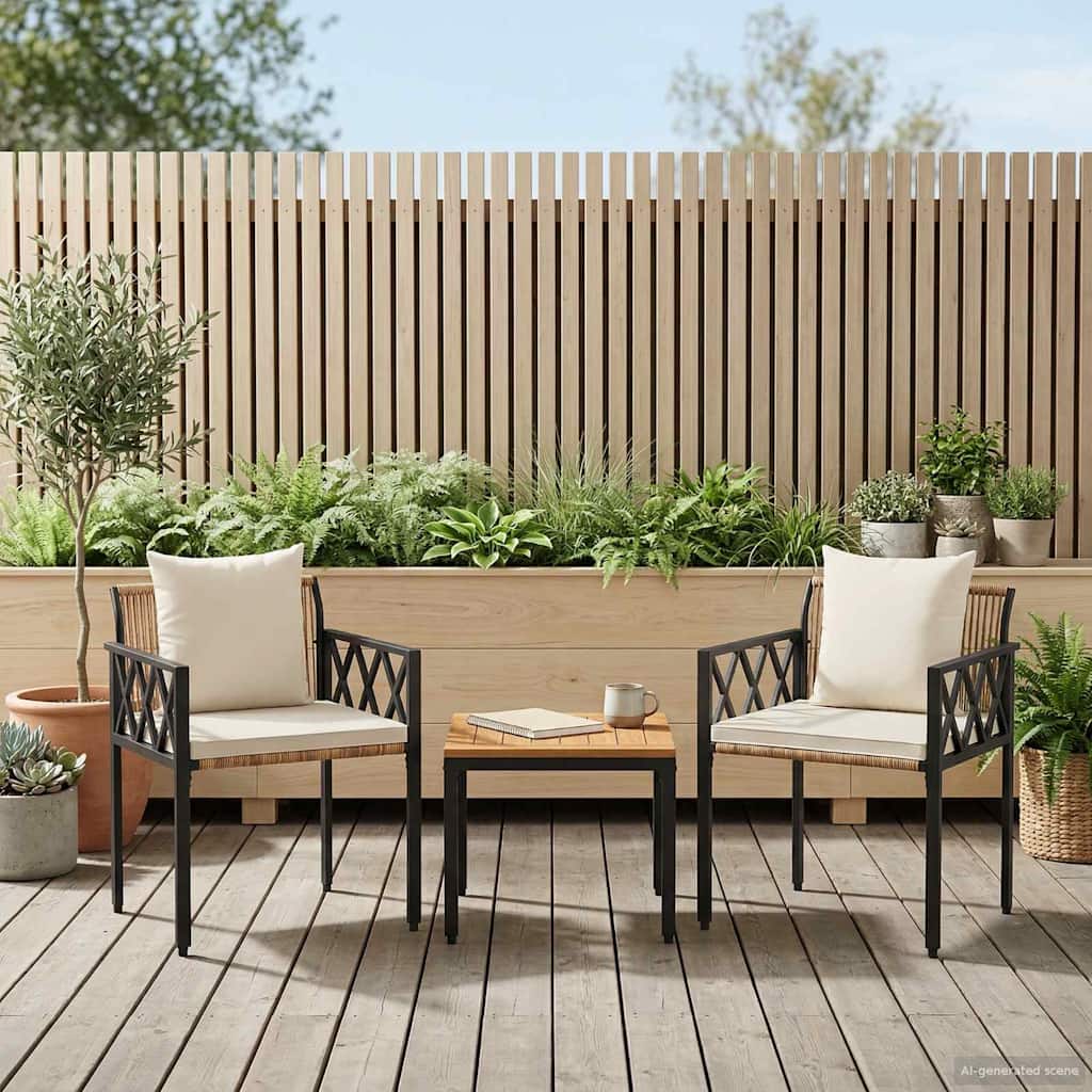 Have møbel sæt 3 stk. Brun og Creme Hvid polyrattan