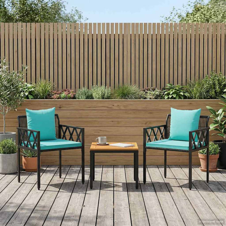 Have møbel sæt 3 stk. Sort og turkis polyrattan