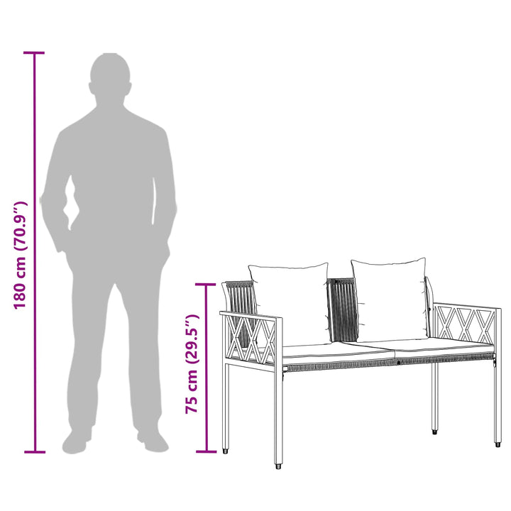 Udendørs bænke 2 -Seater 116 x 56 x 75 cm polyrattan