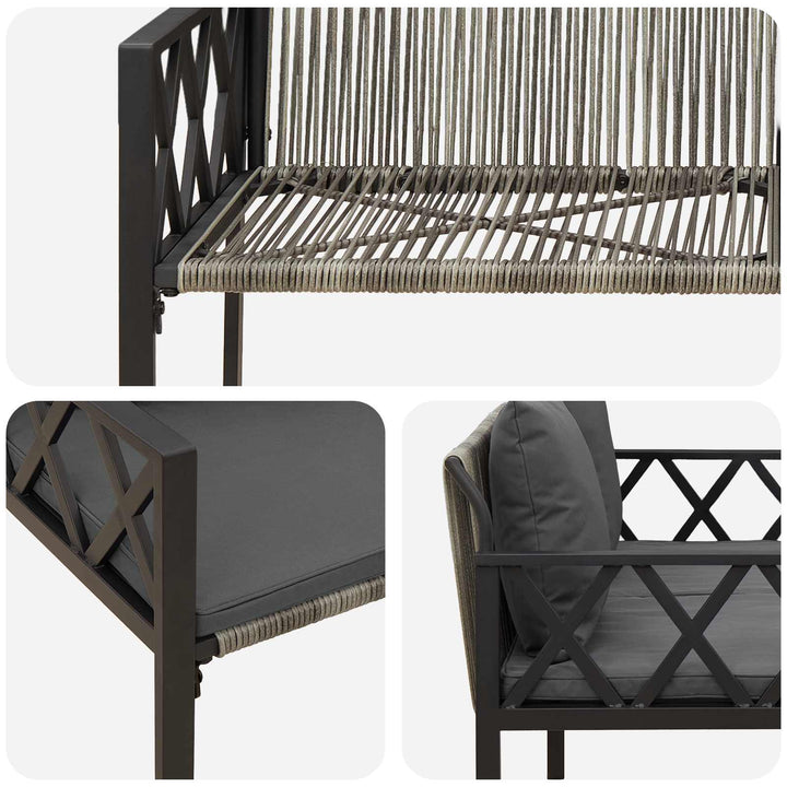 Udendørs bænke 2 -Seater 116 x 56 x 75 cm polyrattan