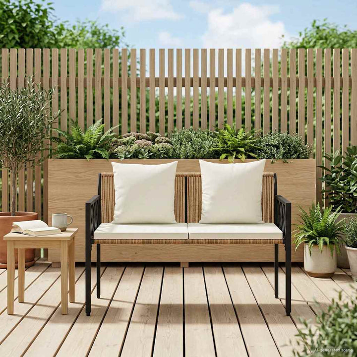 Udendørs bænke 2 -Seater 116 x 56 x 75 cm polyrattan