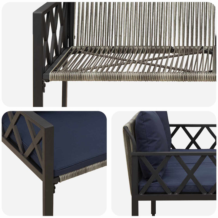 Udendørs bænke 2 -Seater 116 x 56 x 75 cm polyrattan