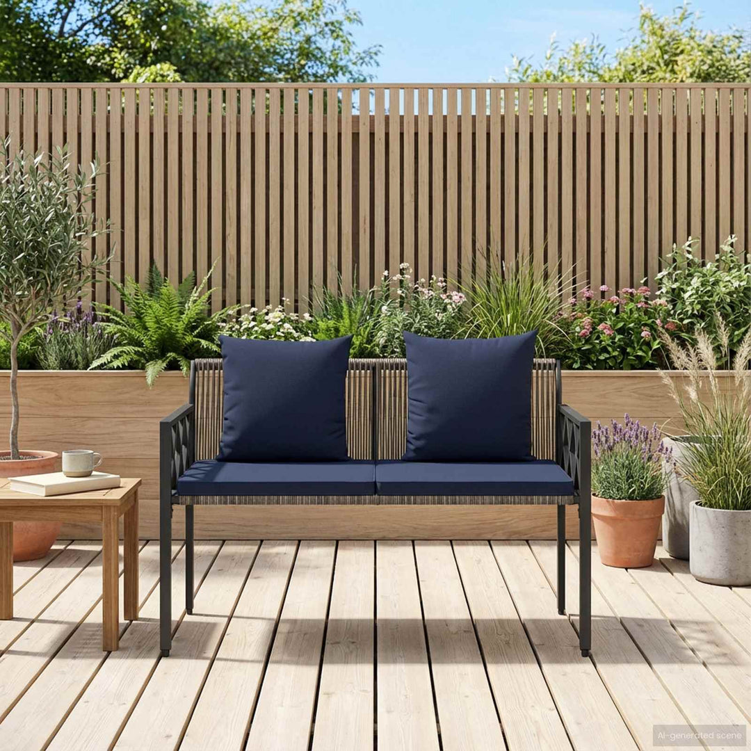 Udendørs bænke 2 -Seater 116 x 56 x 75 cm polyrattan