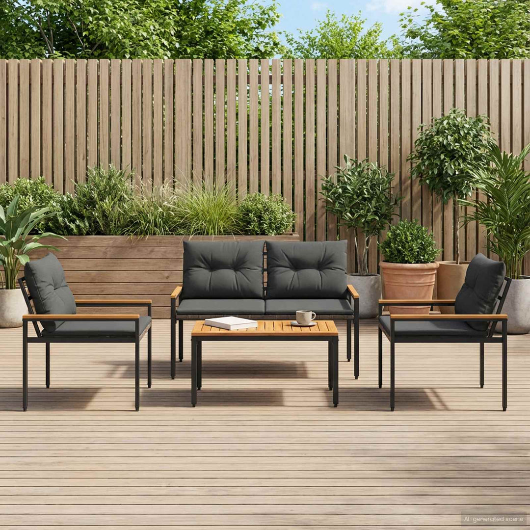 Have møbel sæt 4 stk. Mørkegrå polyrattan