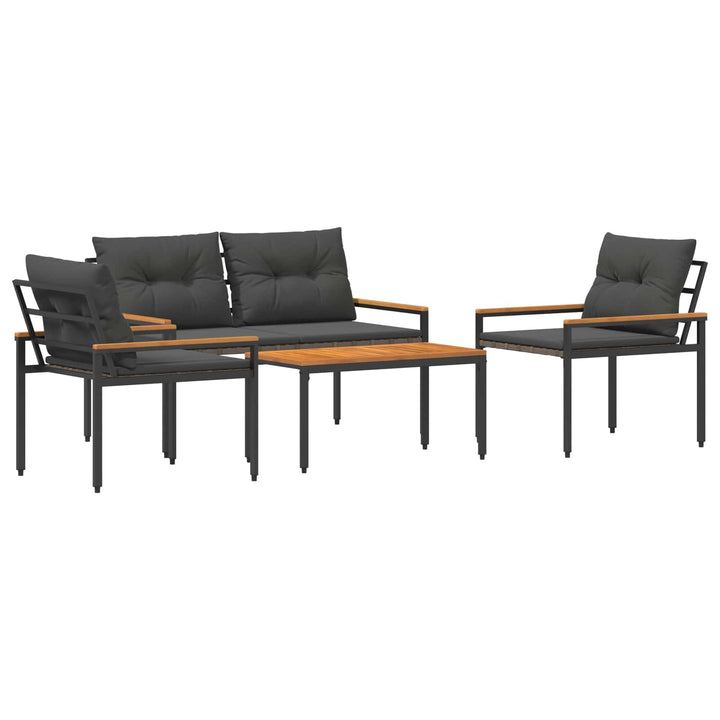 Have møbel sæt 4 stk. Mørkegrå polyrattan