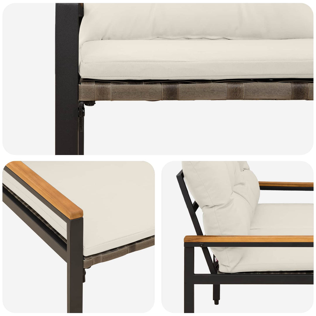 Udendørs bænk 2 -Seater 116 x 67,5 x 72 cm polyrattan Cremehvid